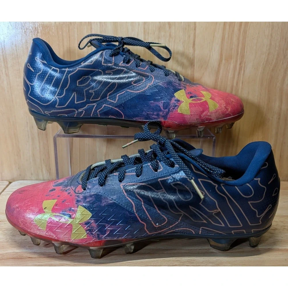 Under Armour Spotlight Lux MC LE Football Cleats Navy Blue‎ USA Men's Size 12